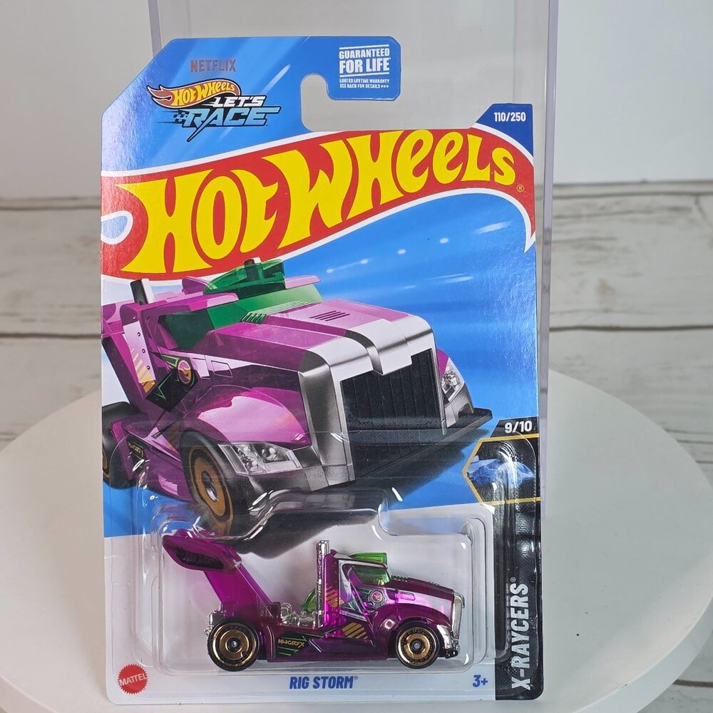 2025 E Case Treasure Hunt Hot Wheels X-Racers Rig Storm Purple Semi Truck Die-Ca